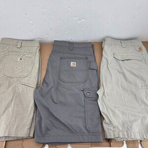 Carhartt Mens Rugged Flex Canvas Work Shorts Size 40 Relaxed Fit  Gray Khaki 3of
